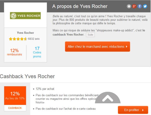 Cashback Yves Rocher Igraal