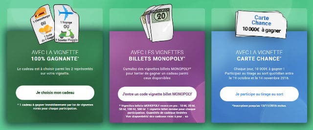 Cadeaux jeu Monopoly Mc Donald's 2016