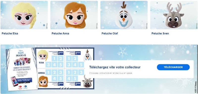 Peluches Reine des Neiges Carrefour